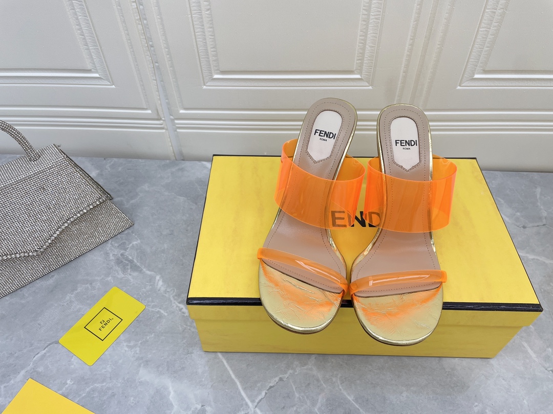 F**di First Orange Transparent High-Heeled Sandals For Women