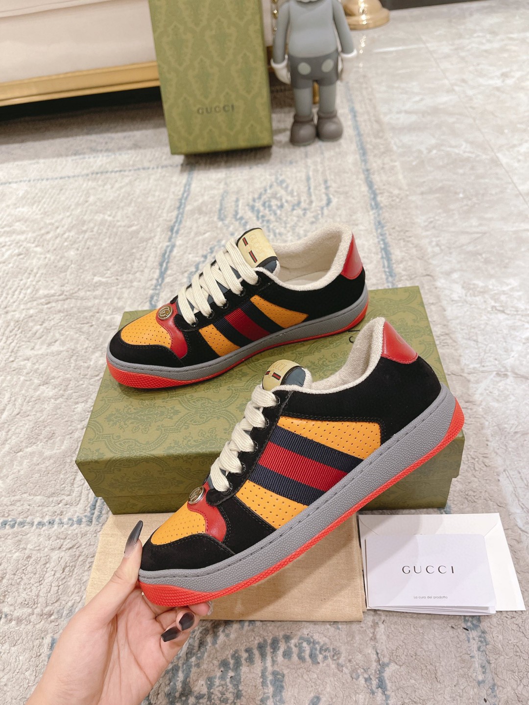 Gvc*1 Lovelight Screener Sneaker Black For Men GG Shoes 708296 0YIA0 1065
