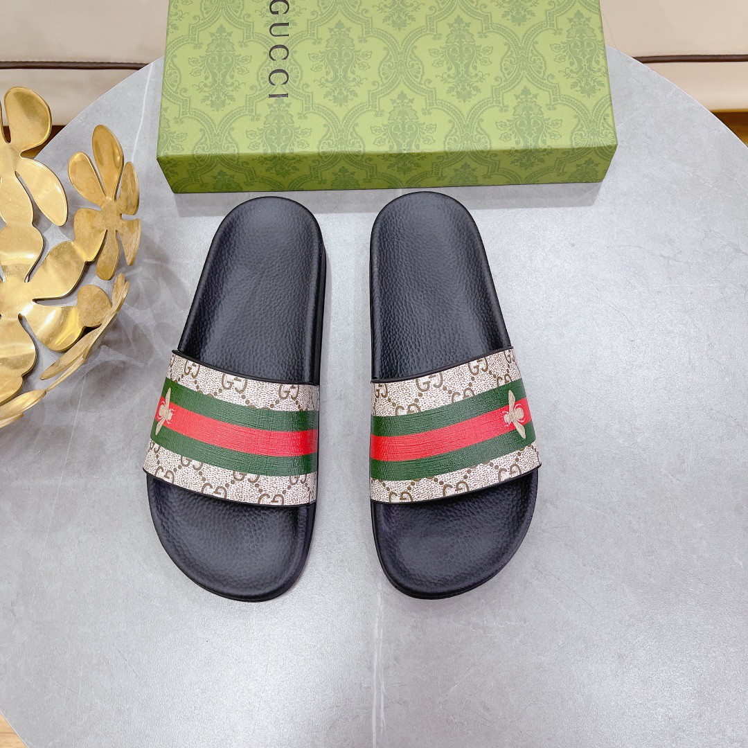 Gvc*1 Women’s GG Slide Sandal With Bee Web Black For Women 407345