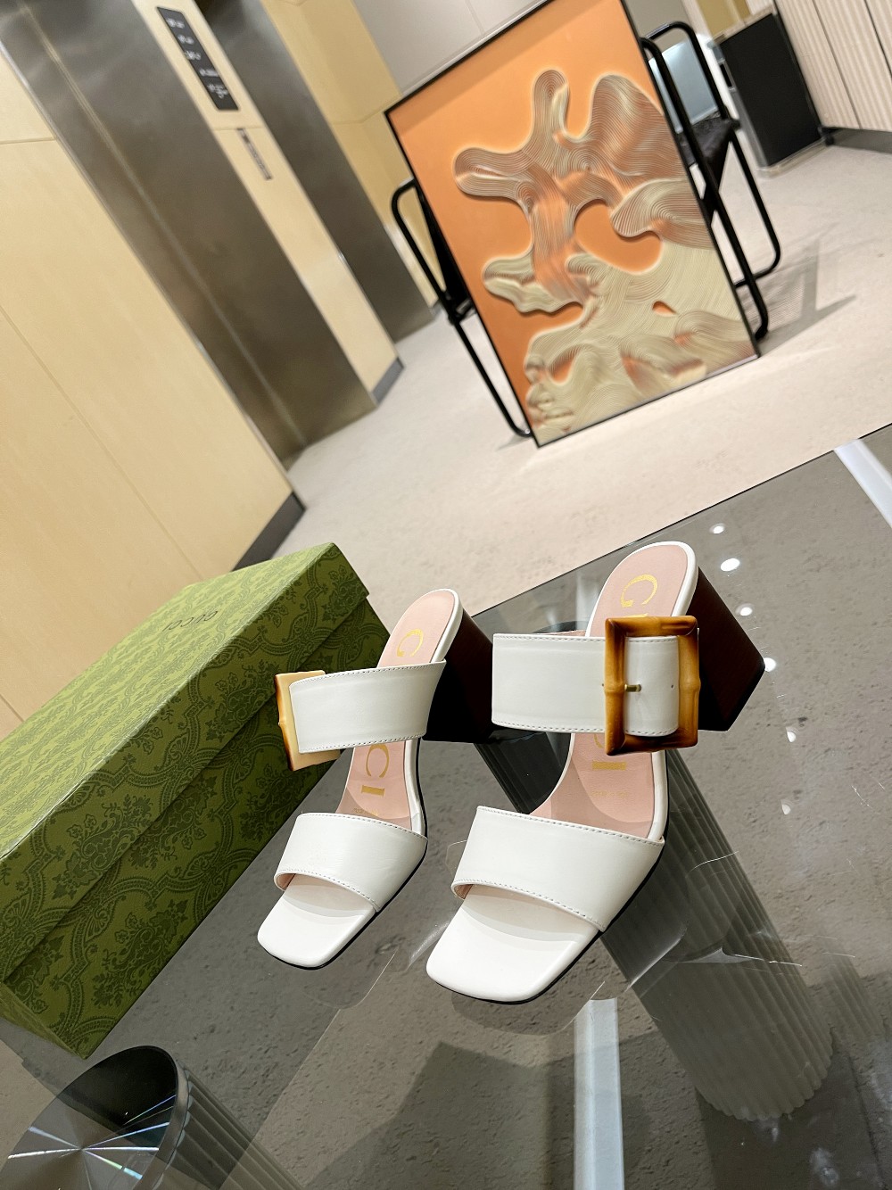 Gvc*1 Women’s Sandal With Bamboo Buckle White For Women GG 674821 C9D00 9022