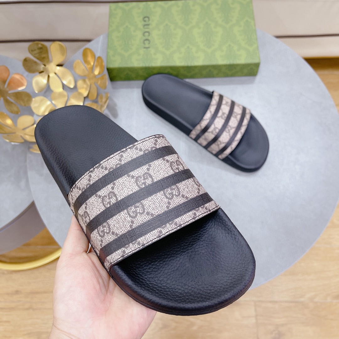 Gvc*1 Women’s GG Slide Sandal Stripes Black For Women 407345