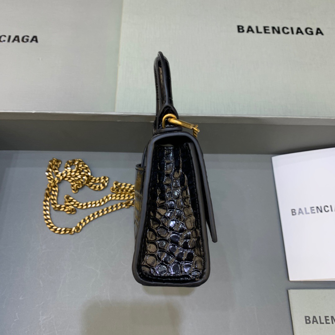 Ba1en*iaga Hourglass Mini Handbag With Chain In Black, For Women, Women’s Bags 4.7in/12cm