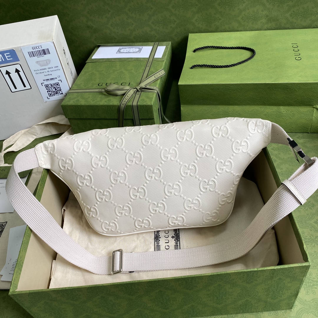 Gvc*1 GG Embossed Belt Bag White GG Embossed For Men  11in/28cm GG