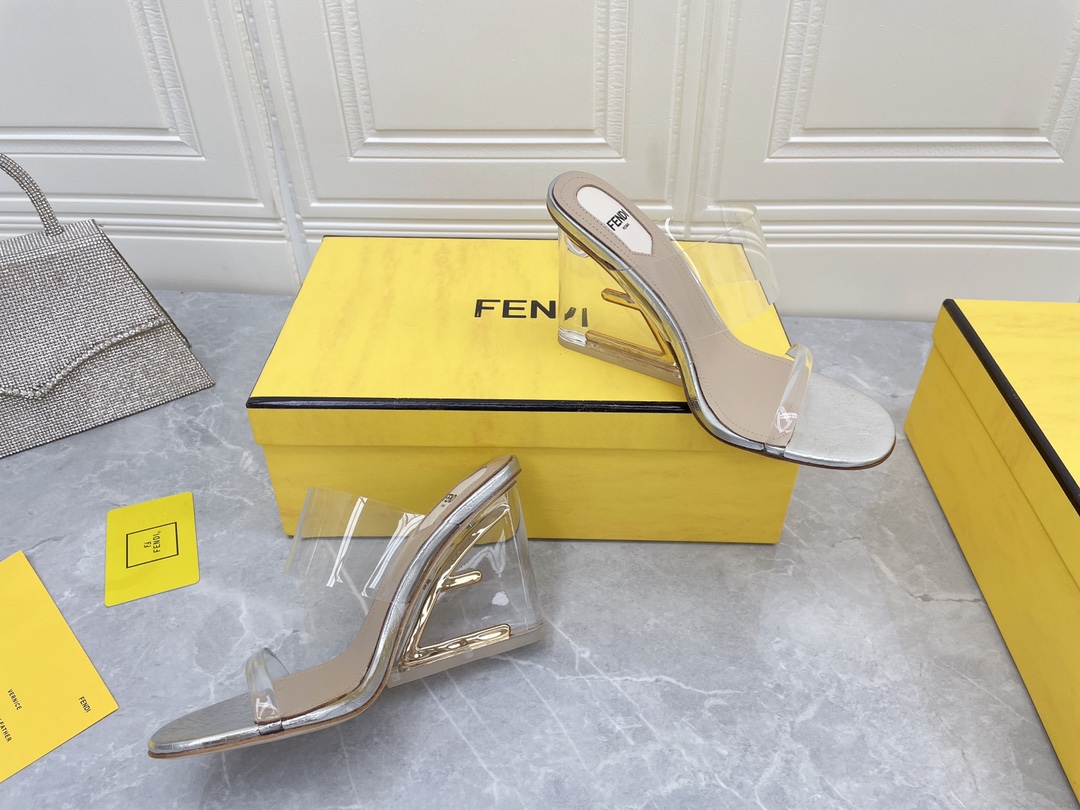 F**di First White Transparent High-Heeled Sandals For Women