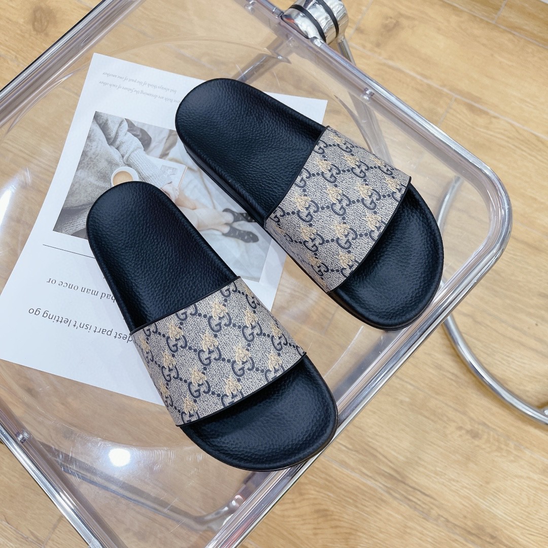 Gvc*1 Men’s GG Slide Sandal With Bees Black For Men 407345