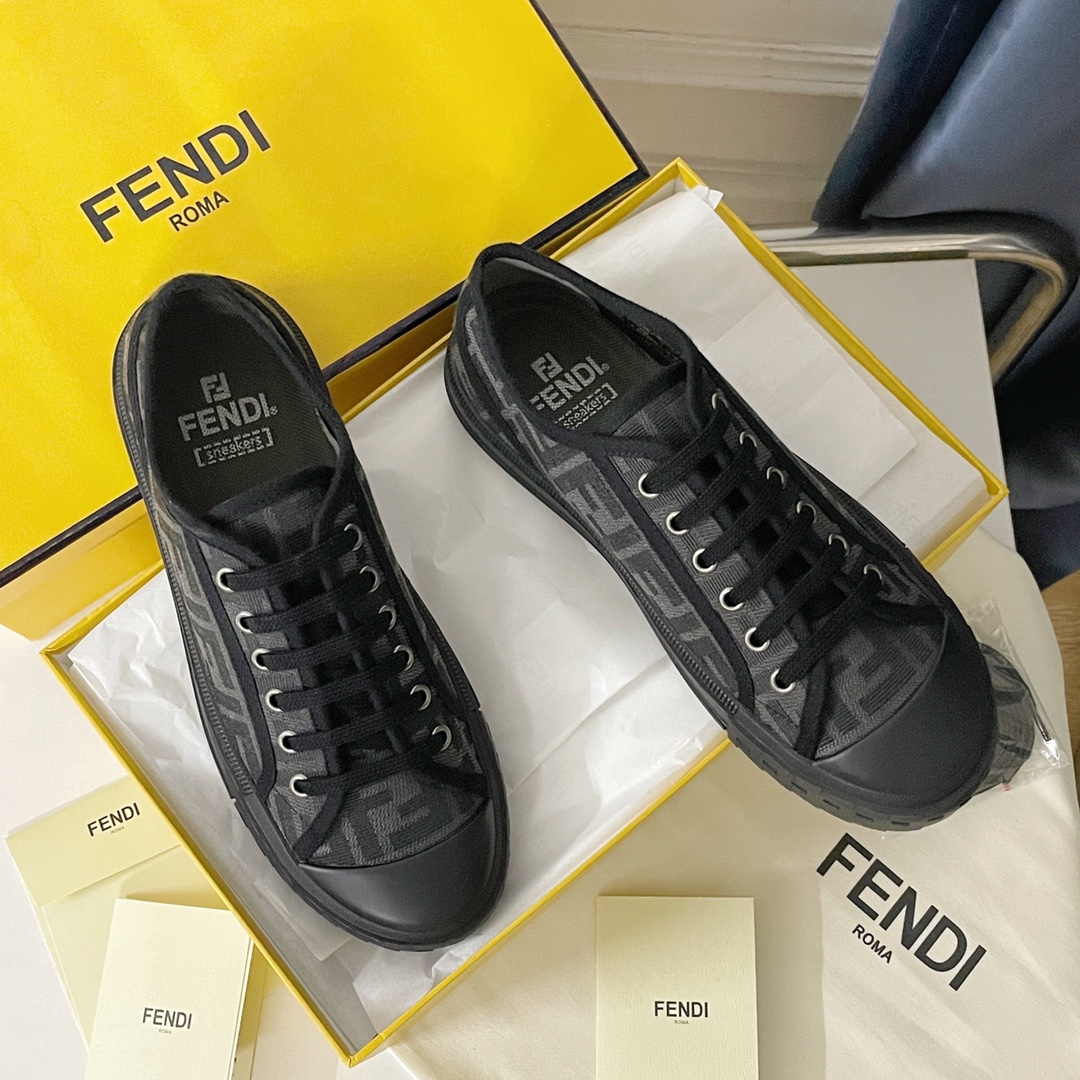 F**di Domino Black FF Fabric Low-Tops For Women