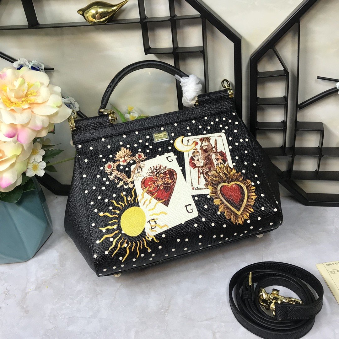 Dolce & Gabbana 90s Sicily Bag With Logo Print Multicolor For Women 10.2in/26cm DG