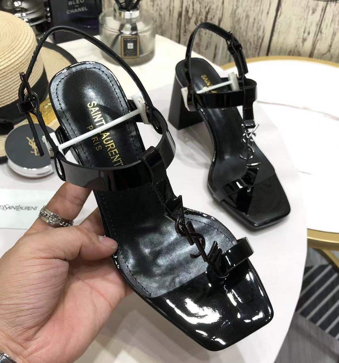 Sa1nt Lau*nt Women’s Cassandra Heeled Sandals Black For Women Y51