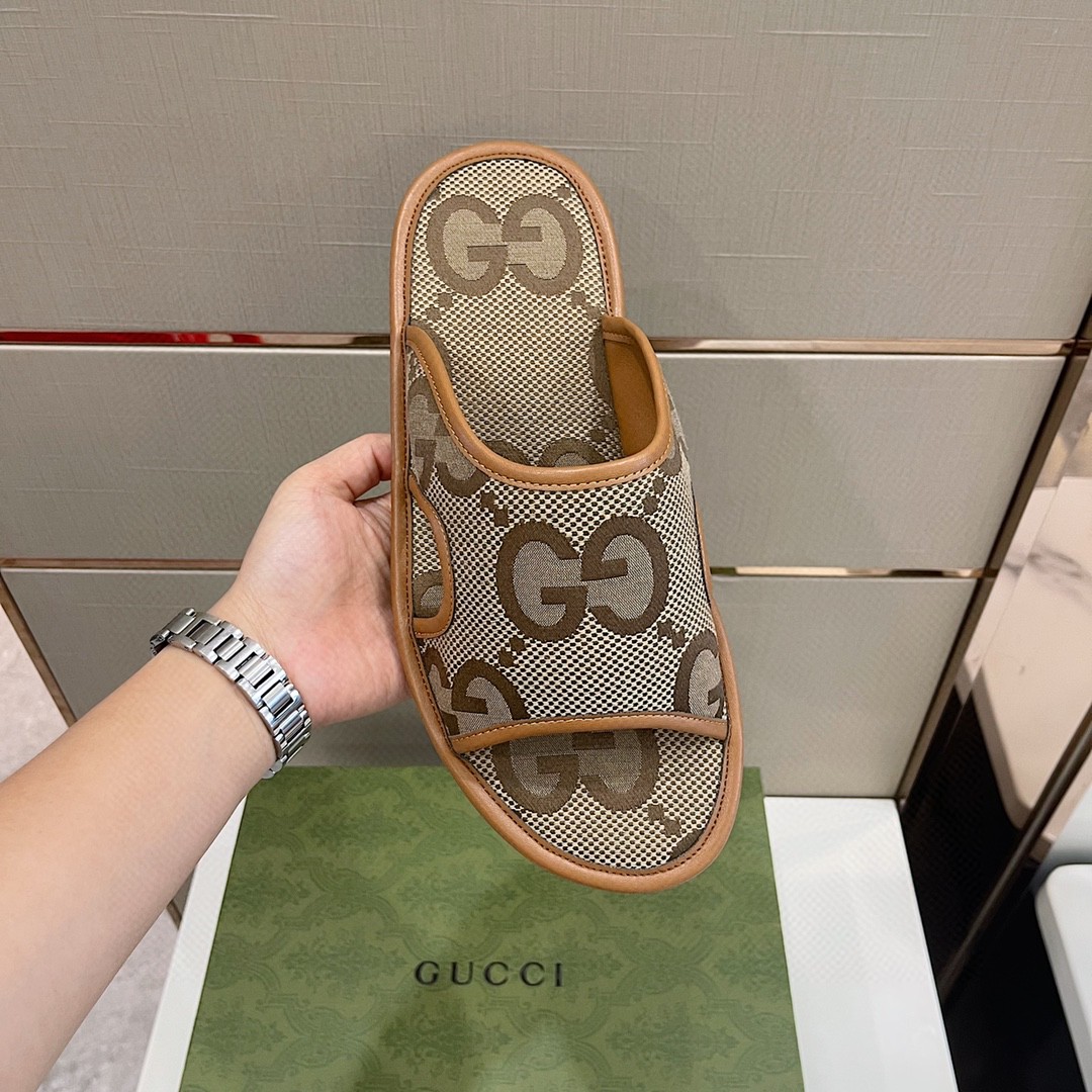 Gvc*1 Men’s Maxi GG Svp*me Slide Sandal Brown And Beige For Men ‎624879