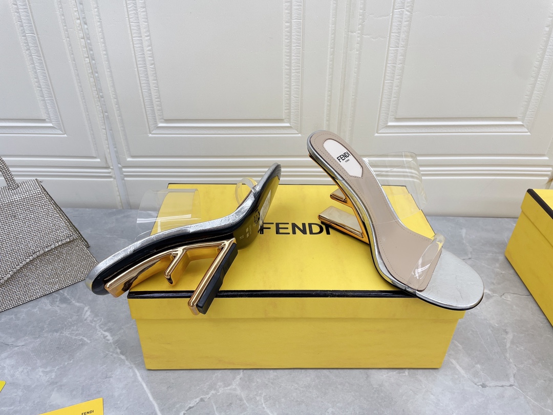 F**di First White Transparent High-Heeled Sandals For Women