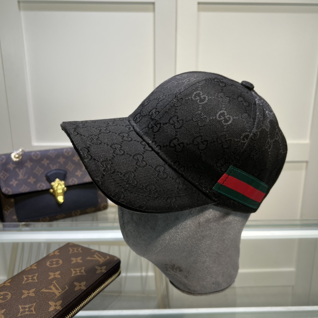Gvc*1 Original GG Canvas Baseball Hat With Web Black GG Hat