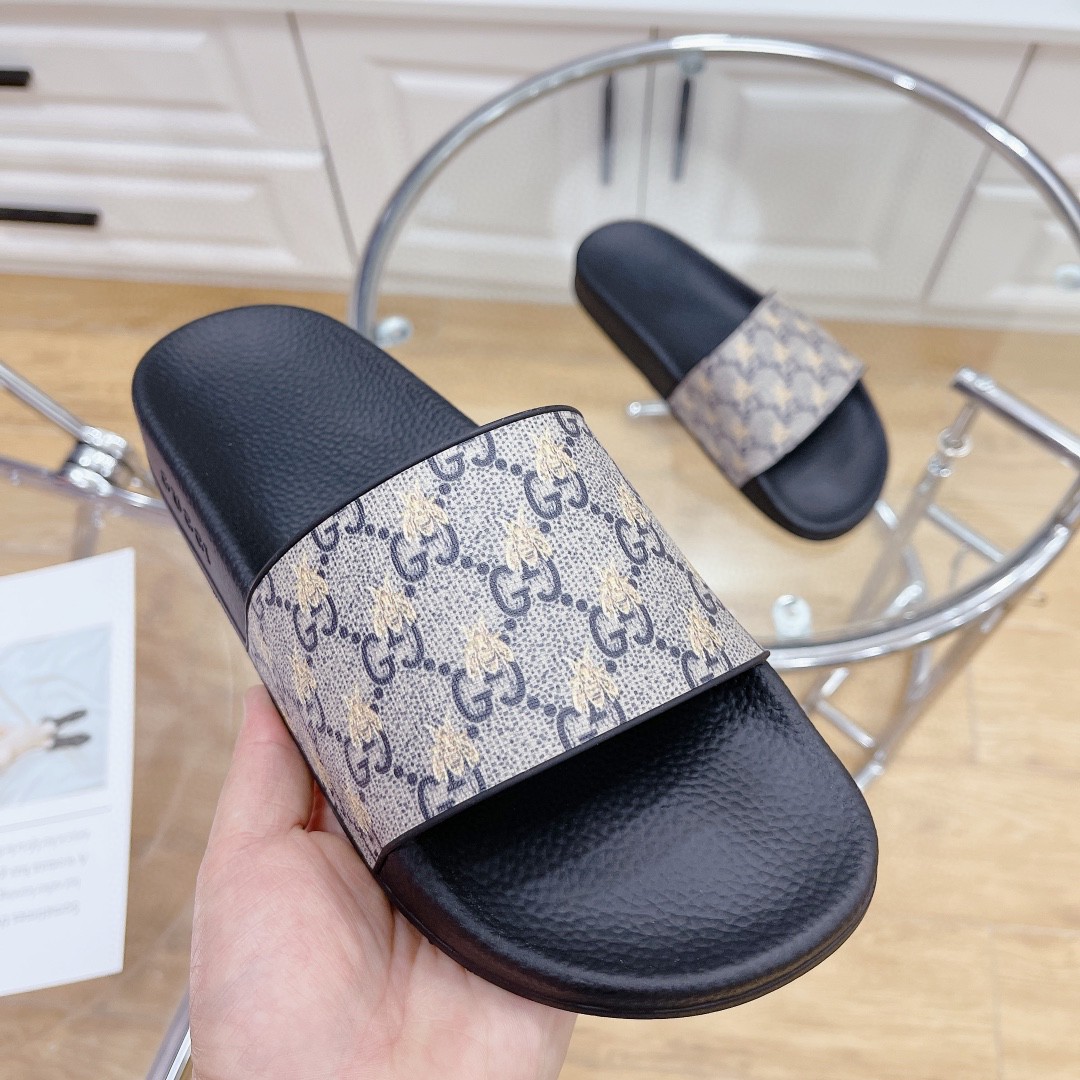 Gvc*1 Men’s GG Slide Sandal With Bees Black For Men 407345