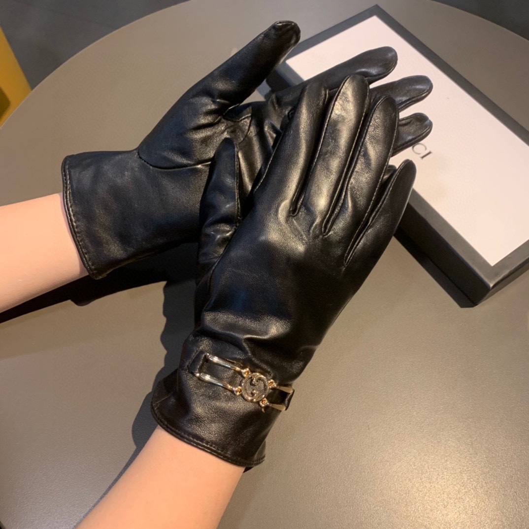 Gvc*1 Gloves With Signature Double G Motif In Black