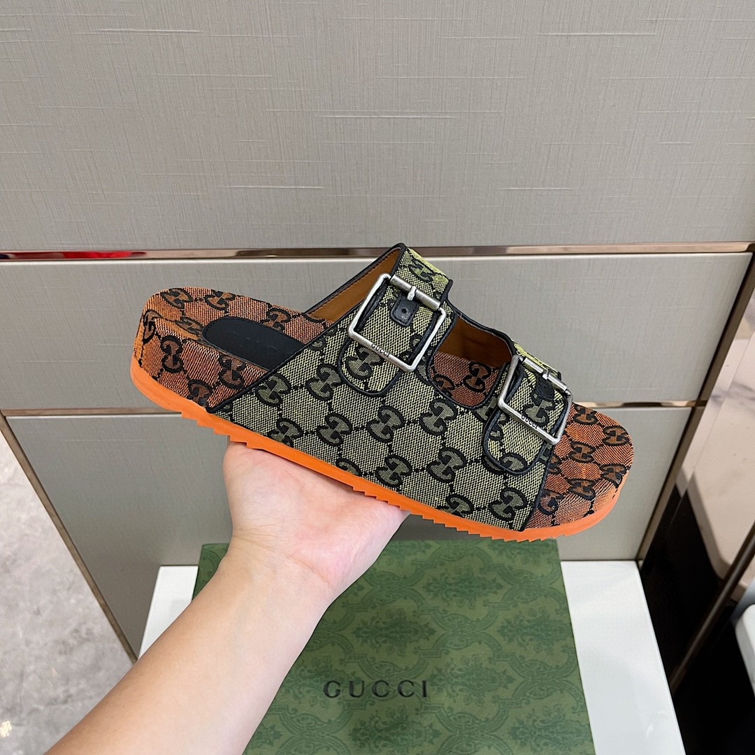 Gvc*1 Men’s Slide Sandal With Straps Orange And Green For Men 658020 2HK60