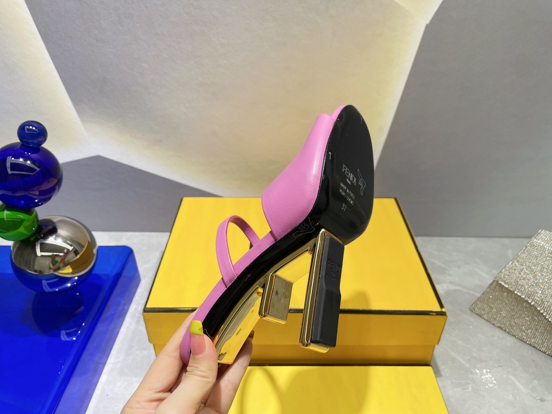 F**di First Dark Pink High-Heeled Sandals For Women