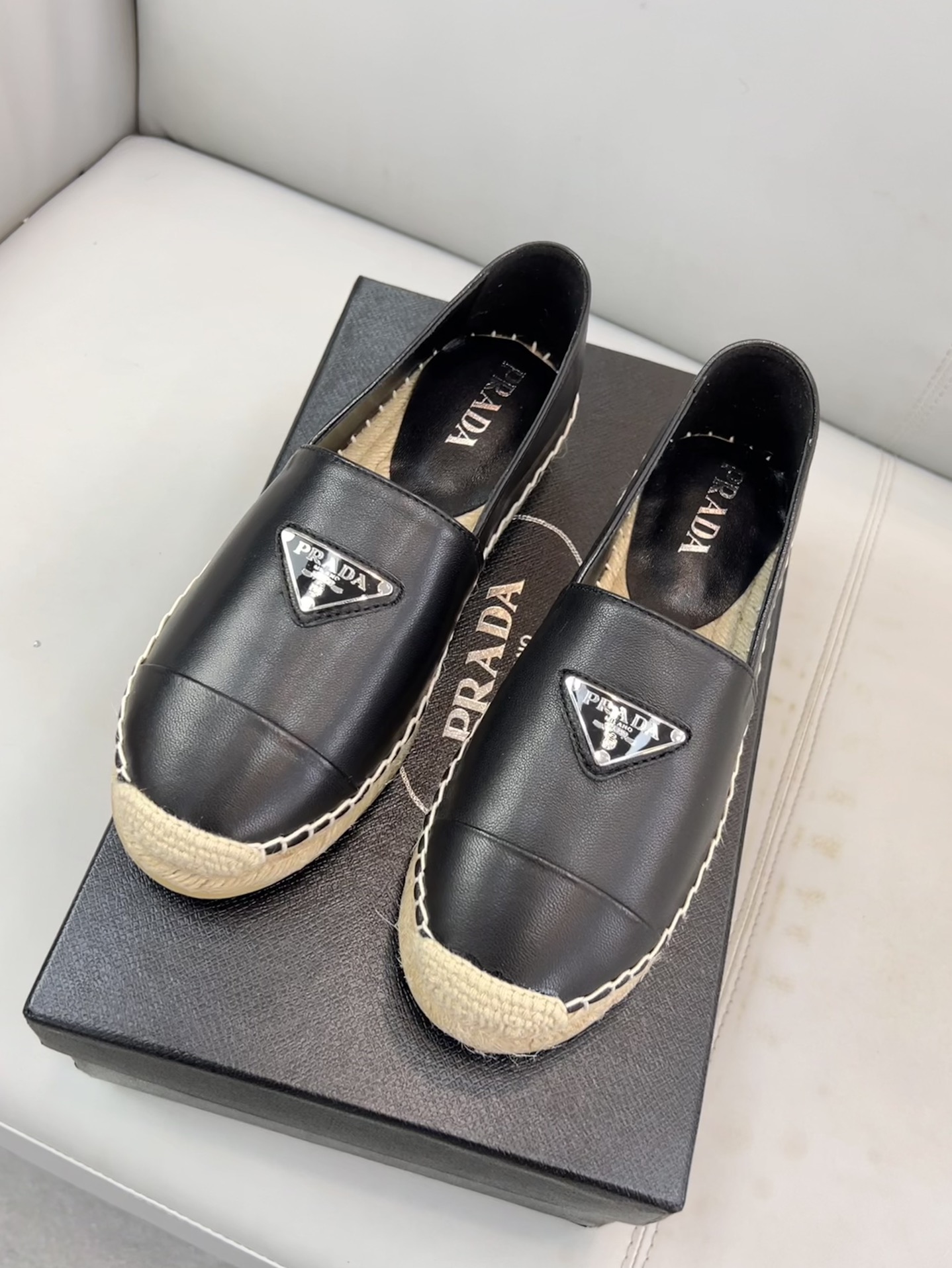 Pra*a Nappa Espadrillas Black For Women 0.8in/20mm PRD