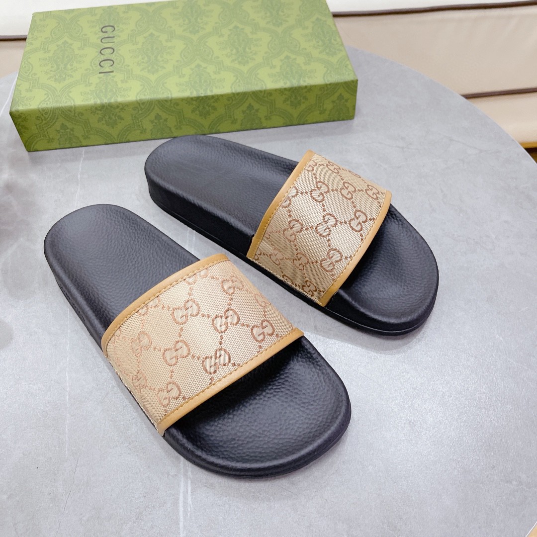 Gvc*1 Men’s GG Slide Sandal Black And Brown For Men 407345