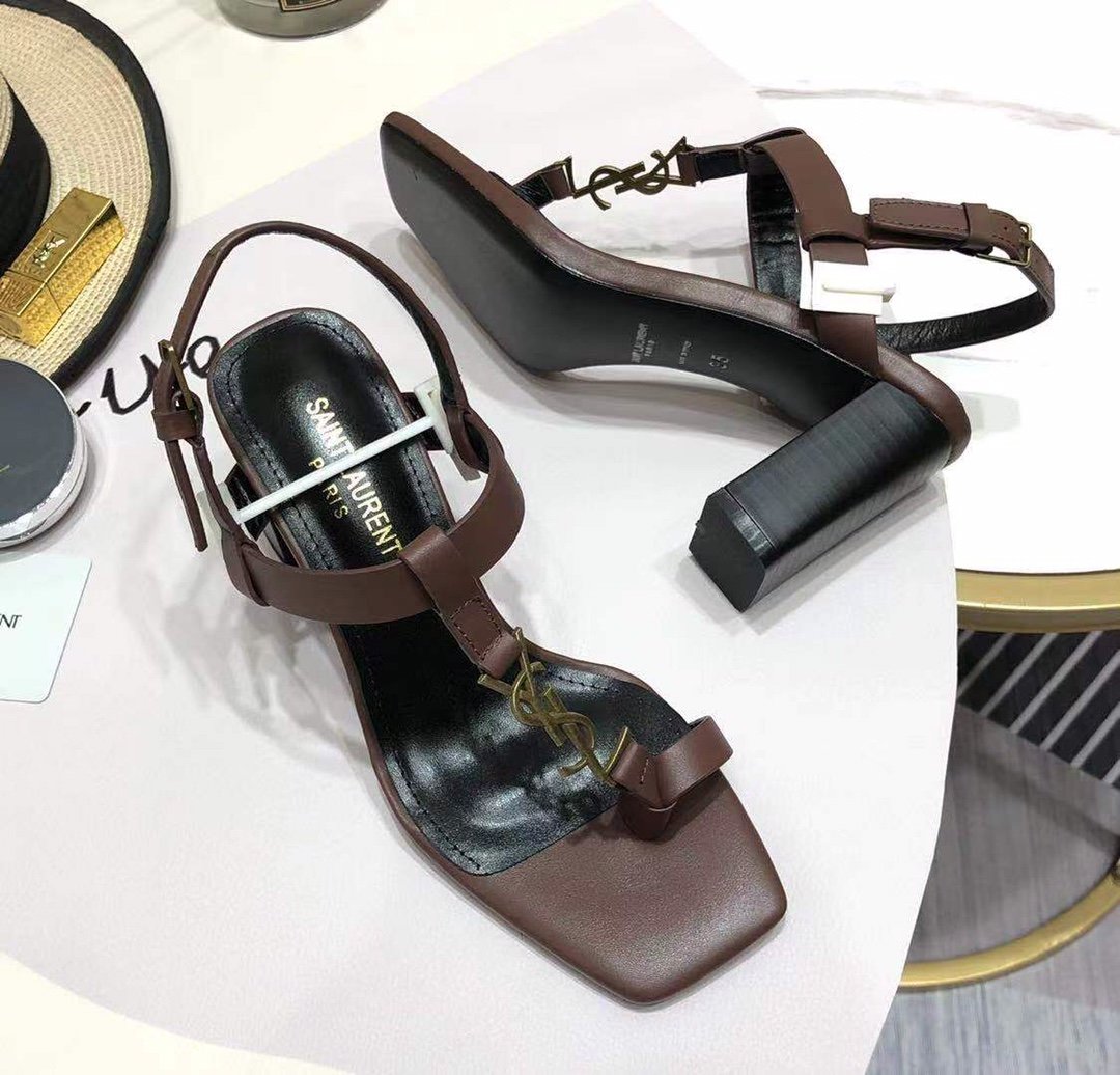 Sa1nt Lau*nt Women’s Cassandra Heeled Sandals Brown For Women Y51 658198DWETT6023