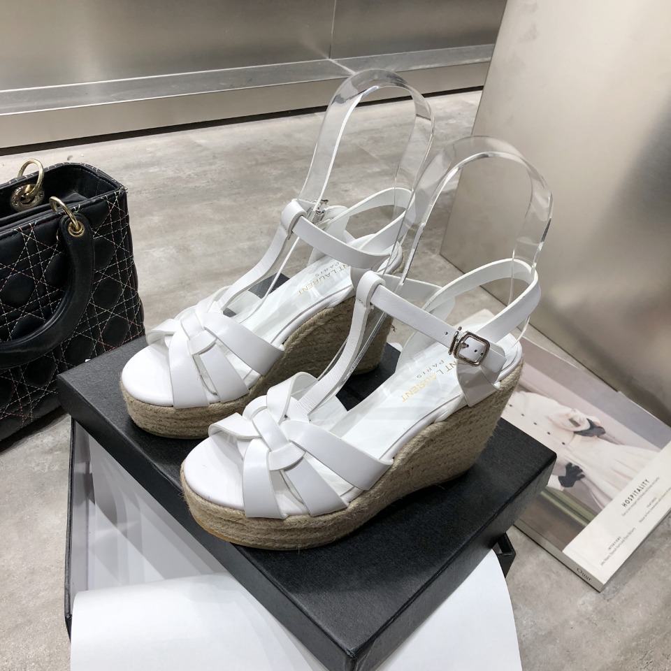 Sa1nt Lau*nt Women’s Tribute Espadrilles Wedge White For Women Y51 611924BZC009008