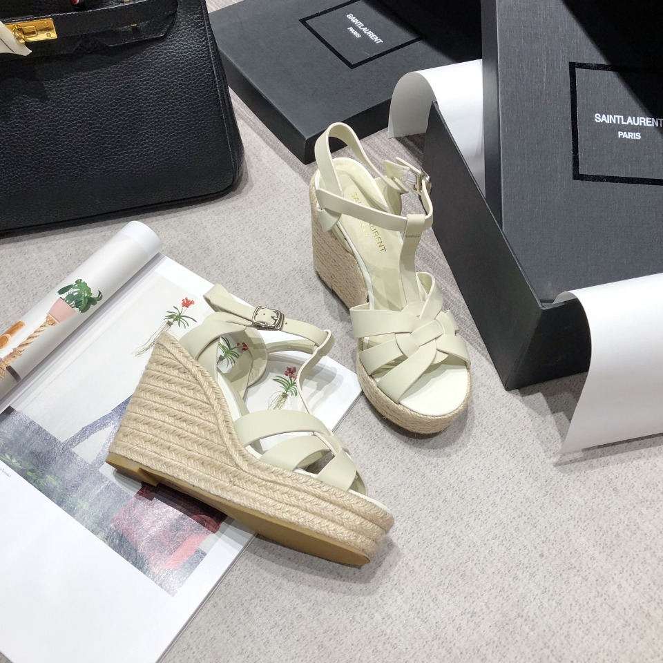 Sa1nt Lau*nt Women’s Tribute Espadrilles Wedge Beige For Women Y51