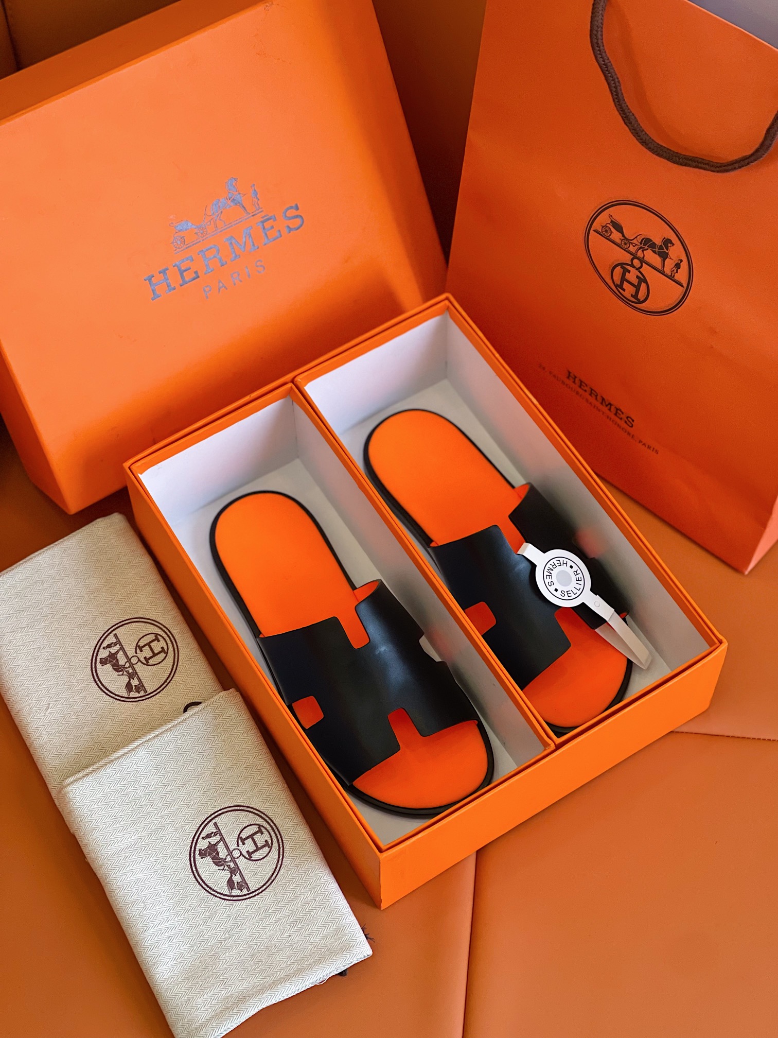 H**me5 Izmir Sandal Black And Orange For Men