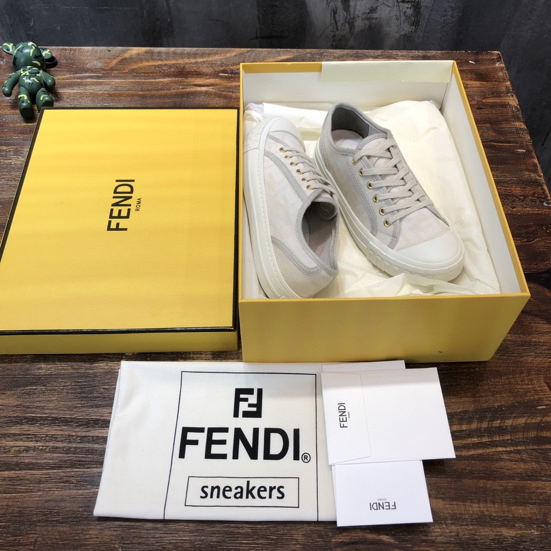 F**di Domino Fabric Sneakers Grey For Women