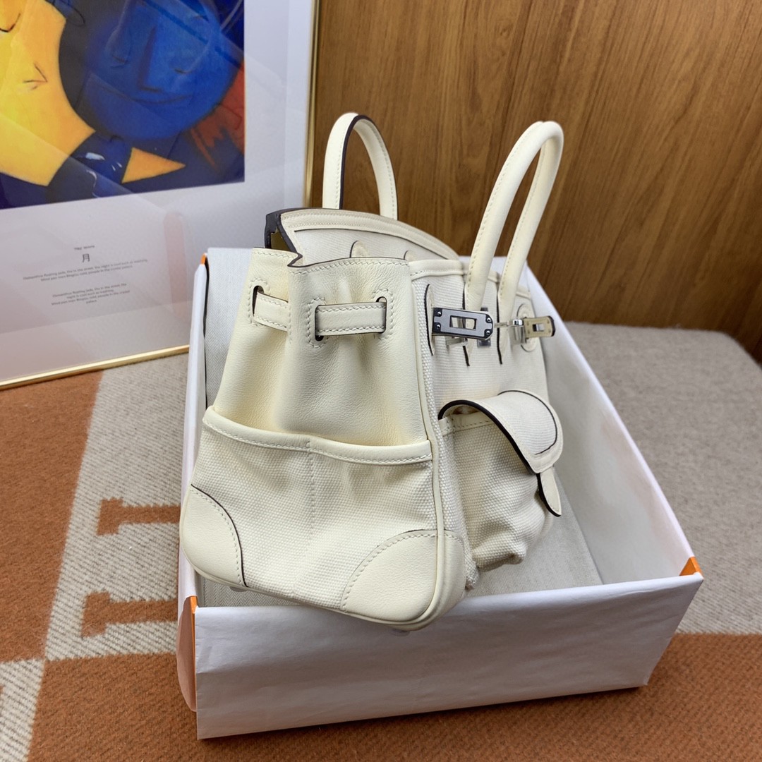 H**me5 Birkin Cargo 25 White, Silver Toned Hardware Bag For Women, Women’s Handbags, Shoulder Bags 9.8in/25cm