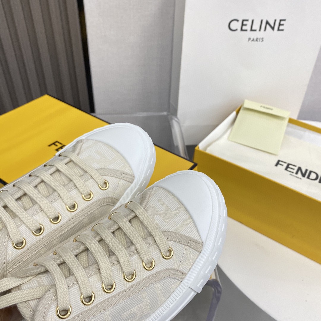 F**di Domino Fabric Sneakers Beige For Women