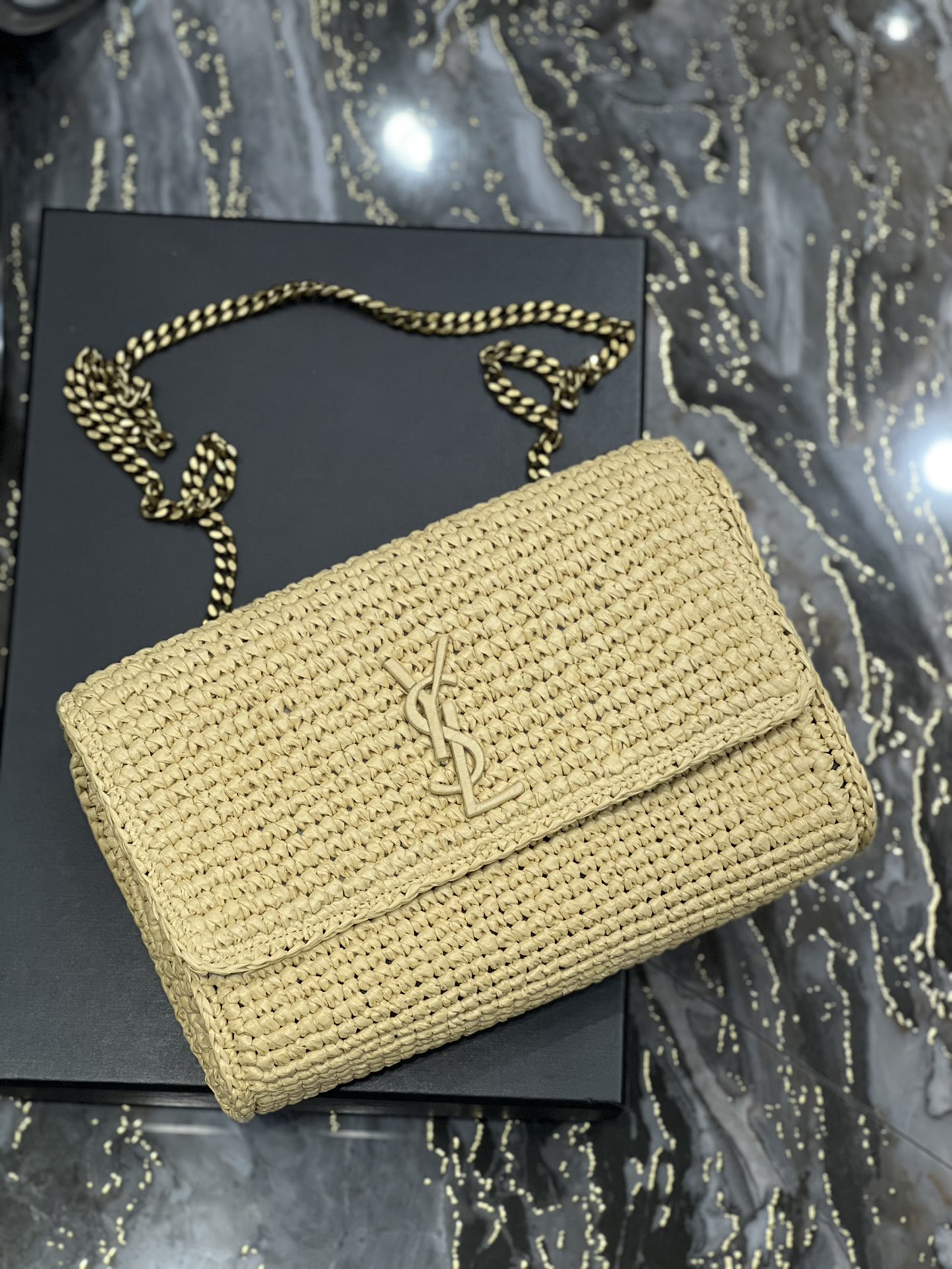 Sa1nt Lau*nt Niki Medium Chain Bag Yellow For Women, Women’s Bags 11in/28cm Y51‎