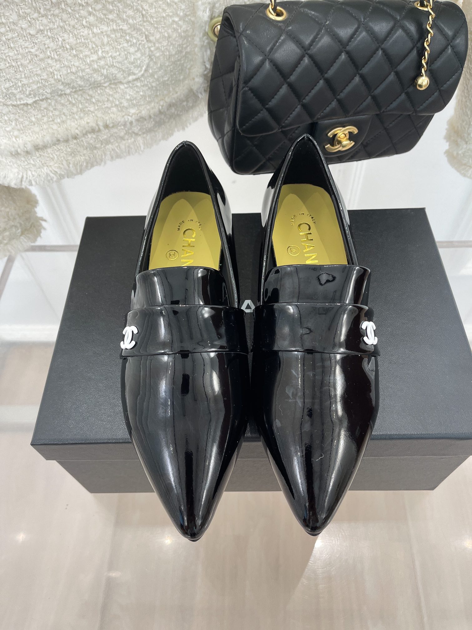 Ch**el Women’s Loafer With Logo Bright Black For Women