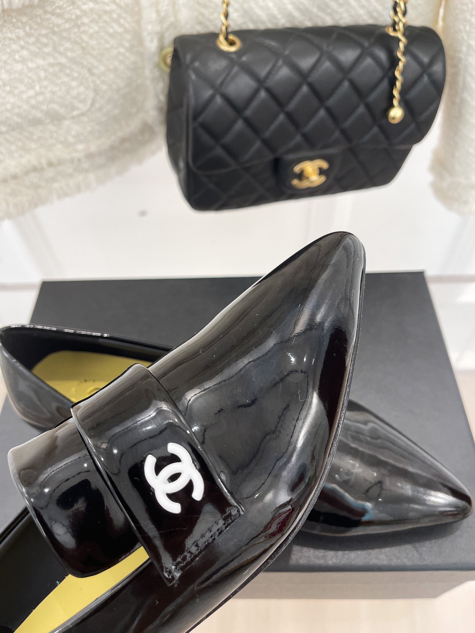 Ch**el Women’s Loafer With Logo Bright Black For Women