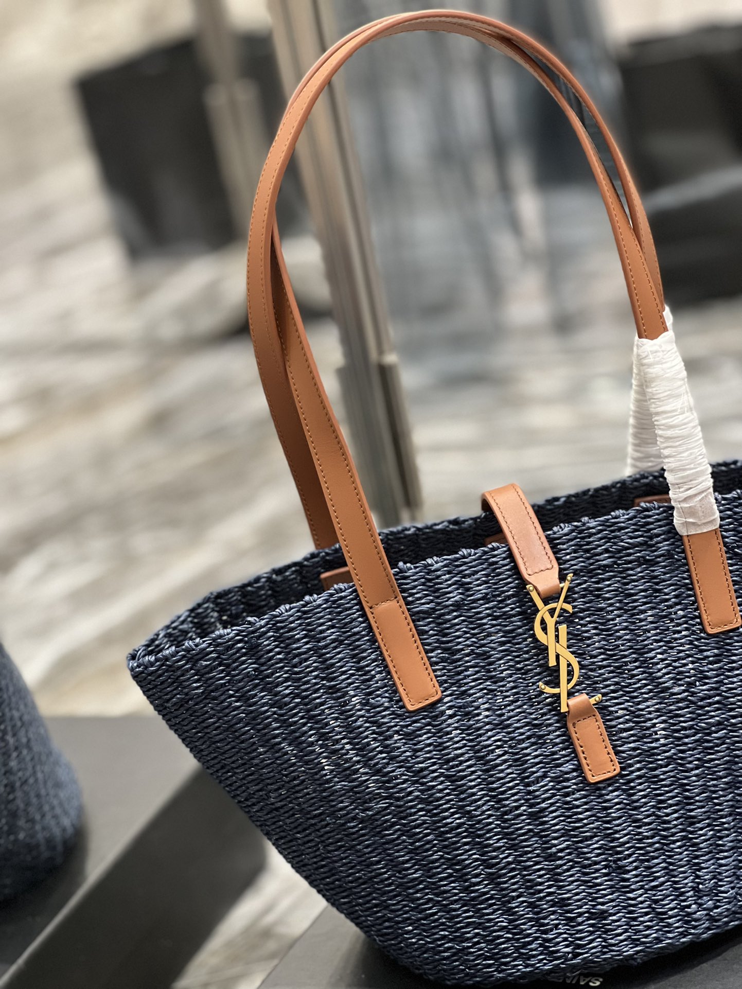 Sa1nt Lau*nt Panier Medium Bag Blue For Women, Women’s Bags 16.5in/42cm Y51