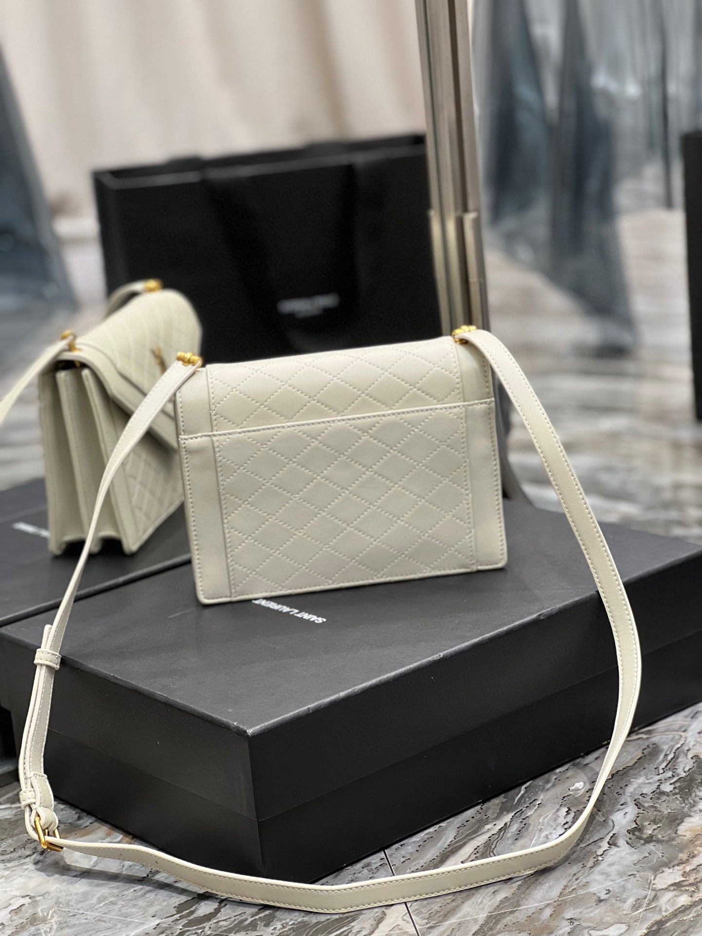 Sa1nt Lau*nt Gaby Mini Satchel White For Women, Women’s Bags 7.9in/20cm Y51 6855741EL079207