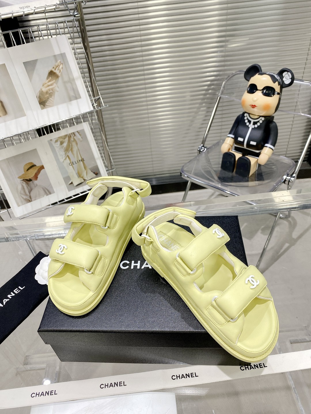 Ch**el Women’s Sandals With Ch**el Logo Yellow For Women