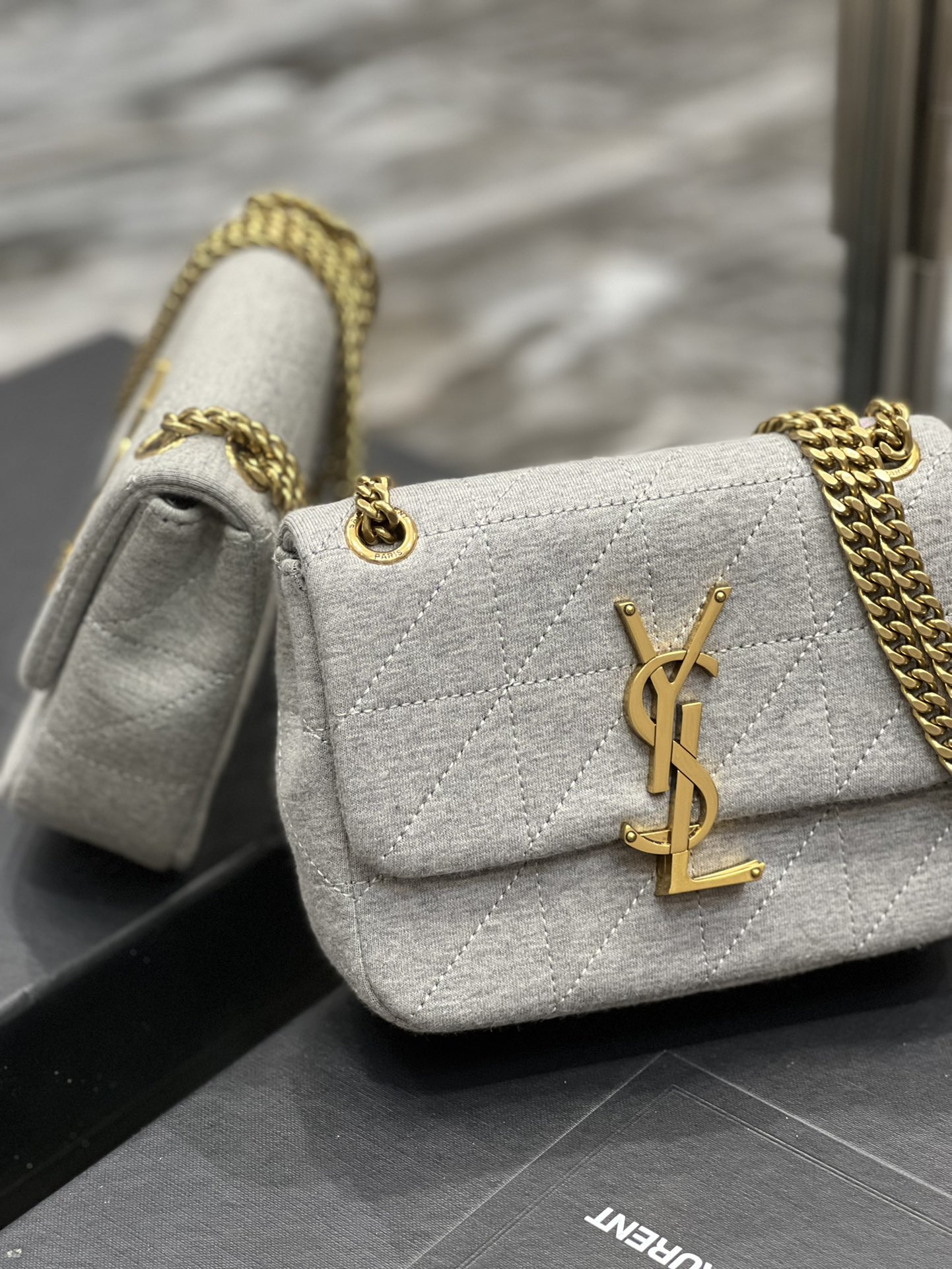 Sa1nt Lau*nt Jamie Mini Chain Bag Grey For Women, Women’s Bags 6.9in/17.5cm Y51 6981622F9271407