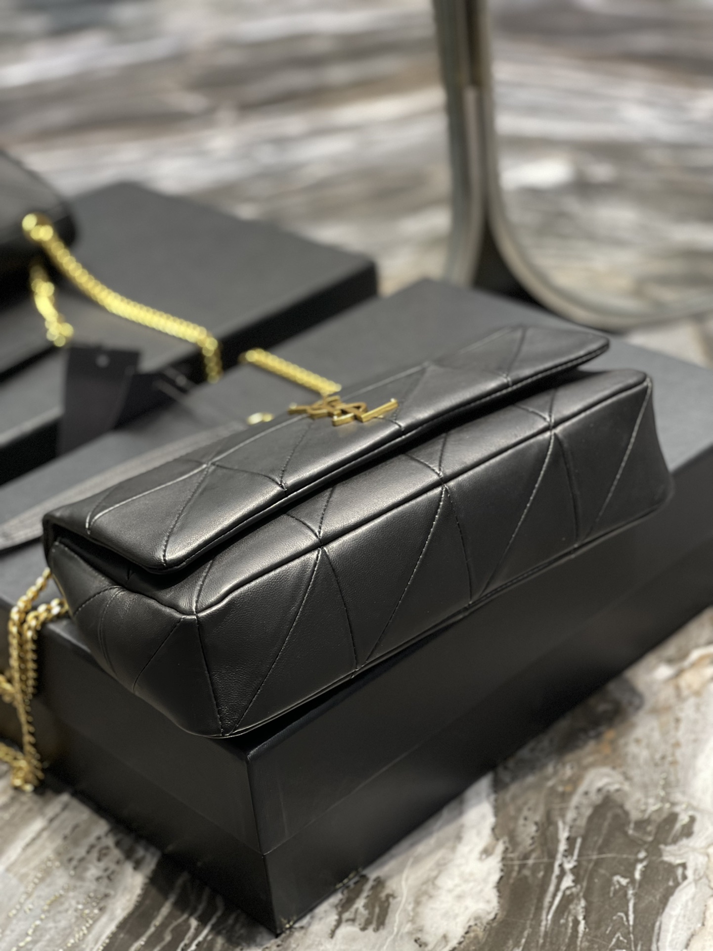 [True-to-ORIGINAL] Sa1nt Lau*nt Jamie Medium Chain Bag Black For Women 9.8in/25cm