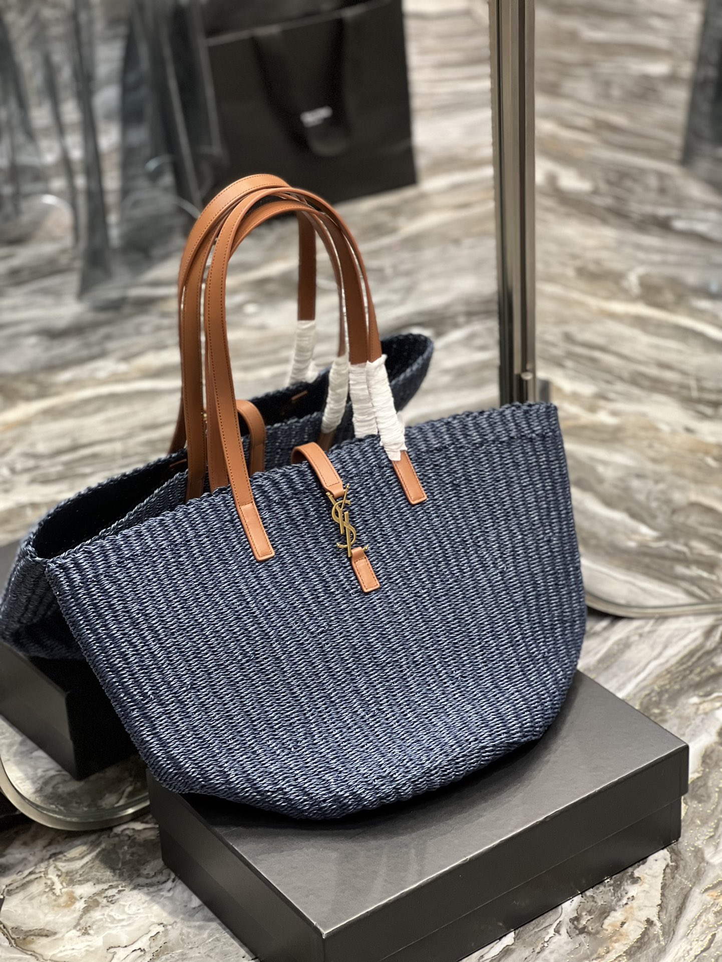 Sa1nt Lau*nt Panier Big Bag Blue For Women, Women’s Bags 21.7in/55cm Y51
